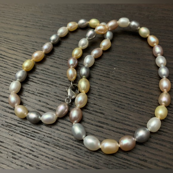 Honora Sterling Cultured Pearl Pastel Multi-Colored Necklace 16in High Luster - Picture 1 of 11